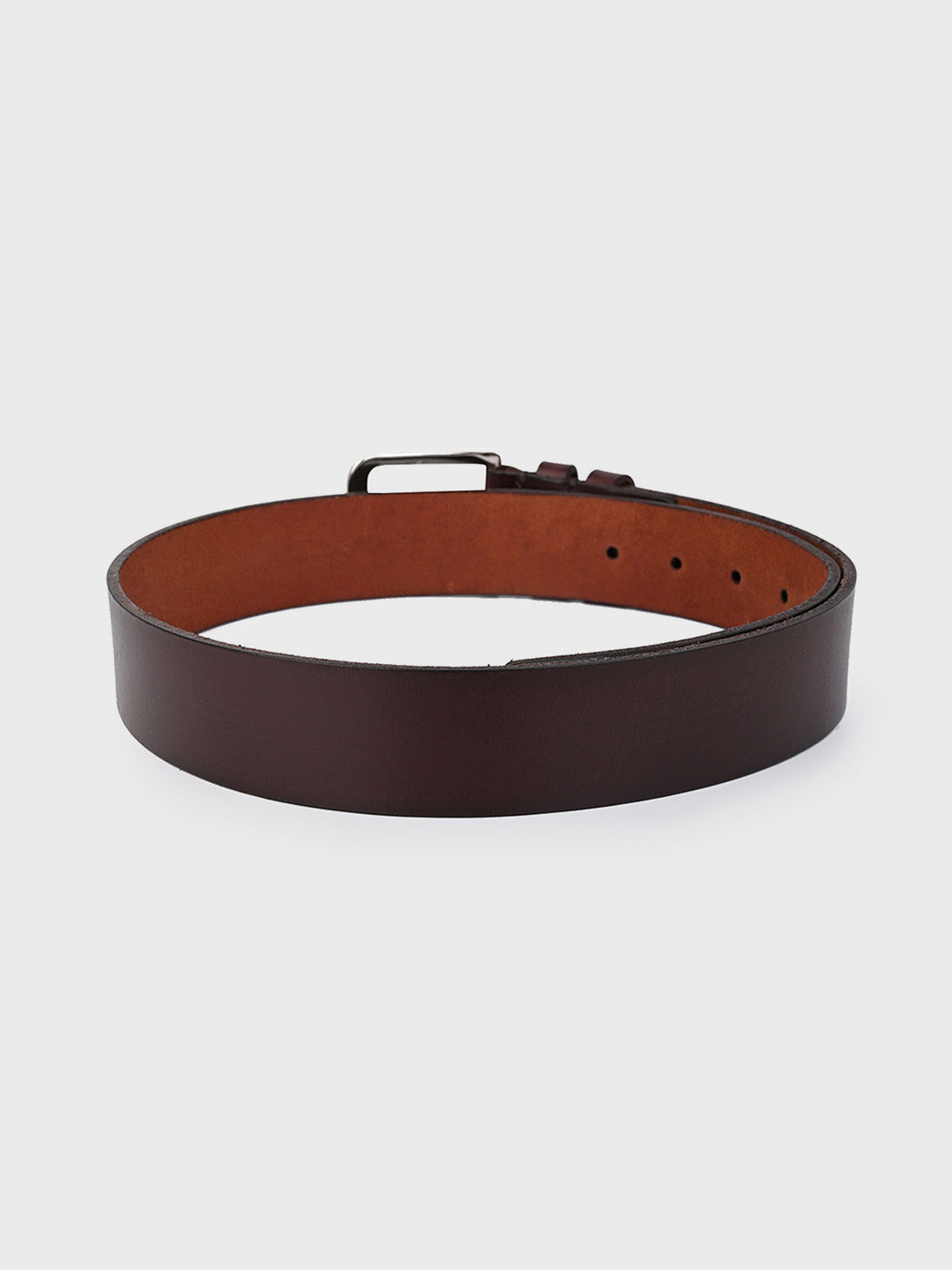 One8 Cherry Classic Leather Belt with Gunmetal Buckle