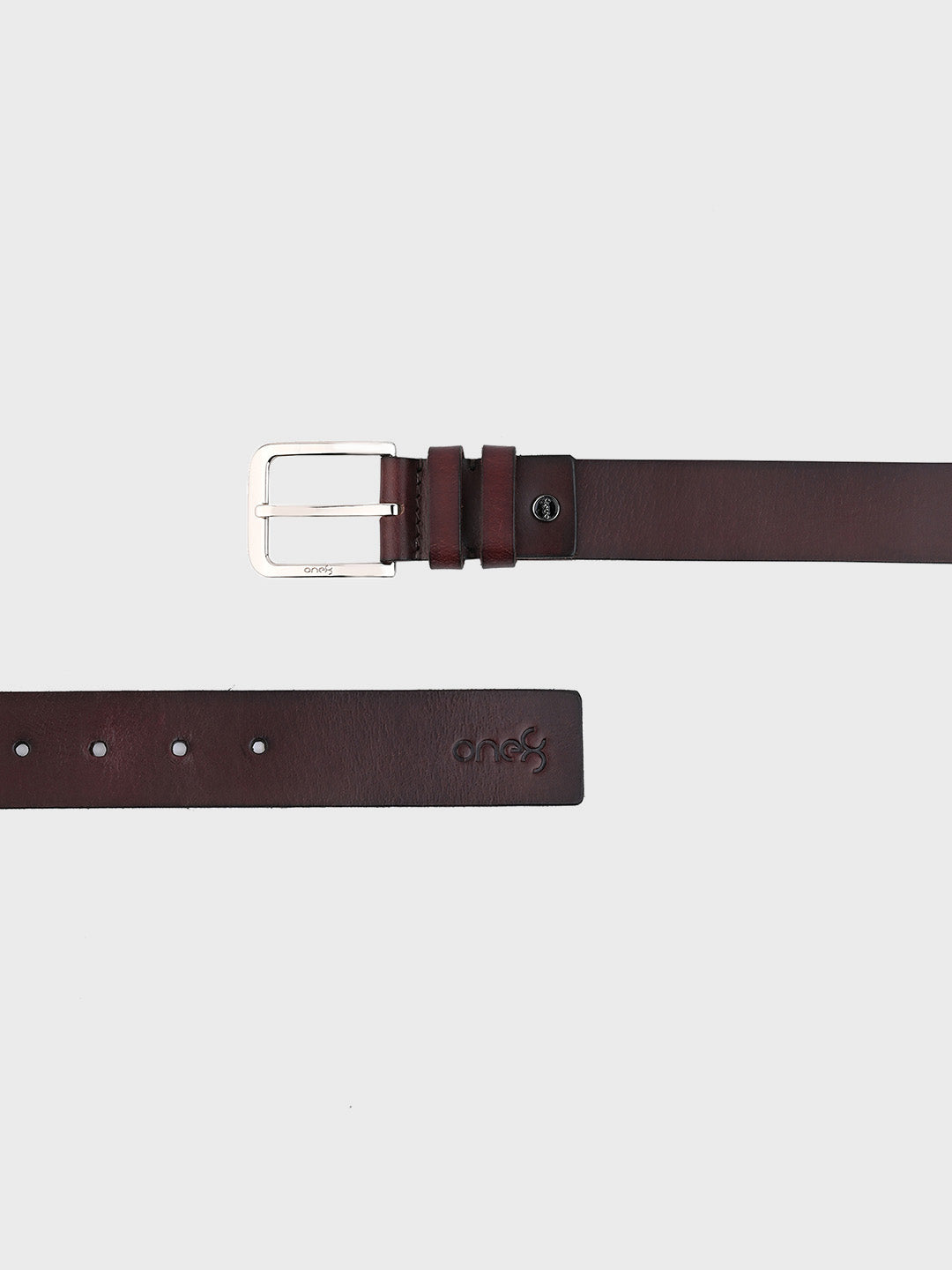 One8 Cherry Classic Leather Belt with Gunmetal Buckle