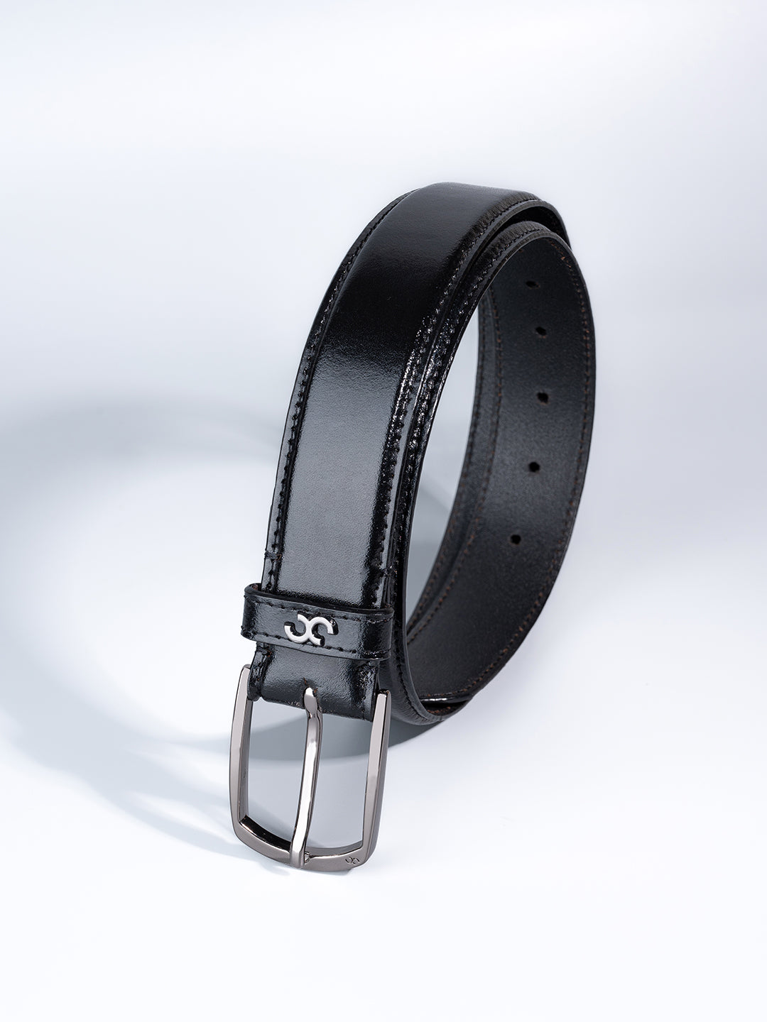 Black Classic Leather Belt with Silver Buckle