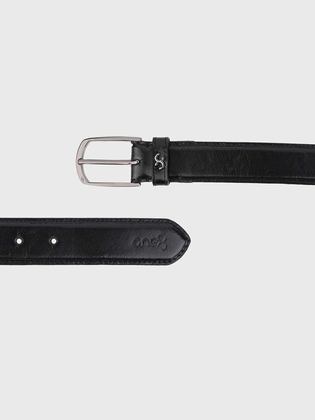 Black Classic Leather Belt with Silver Buckle