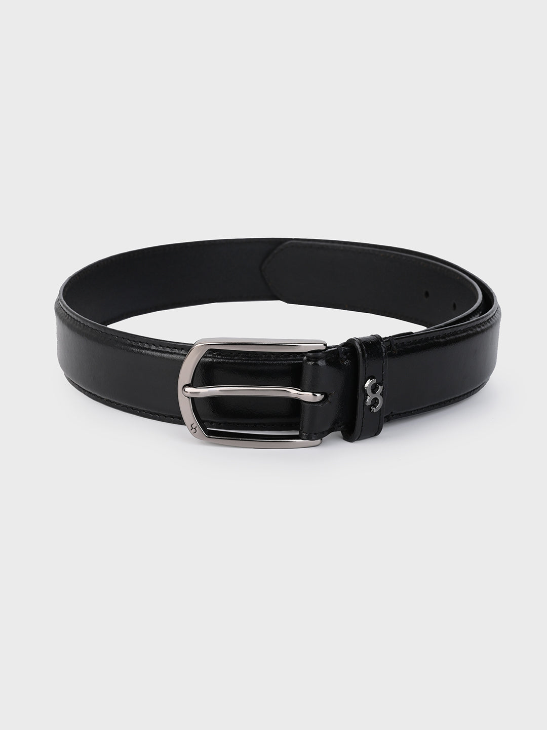 Black Classic Leather Belt with Silver Buckle