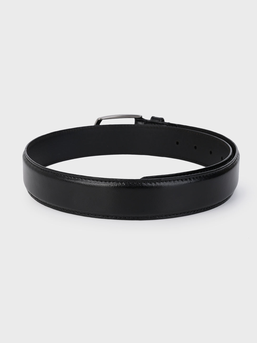 Black Classic Leather Belt with Silver Buckle