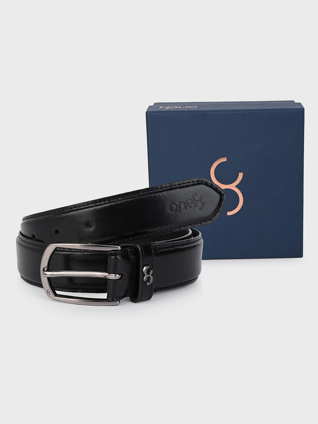 Black Classic Leather Belt with Silver Buckle