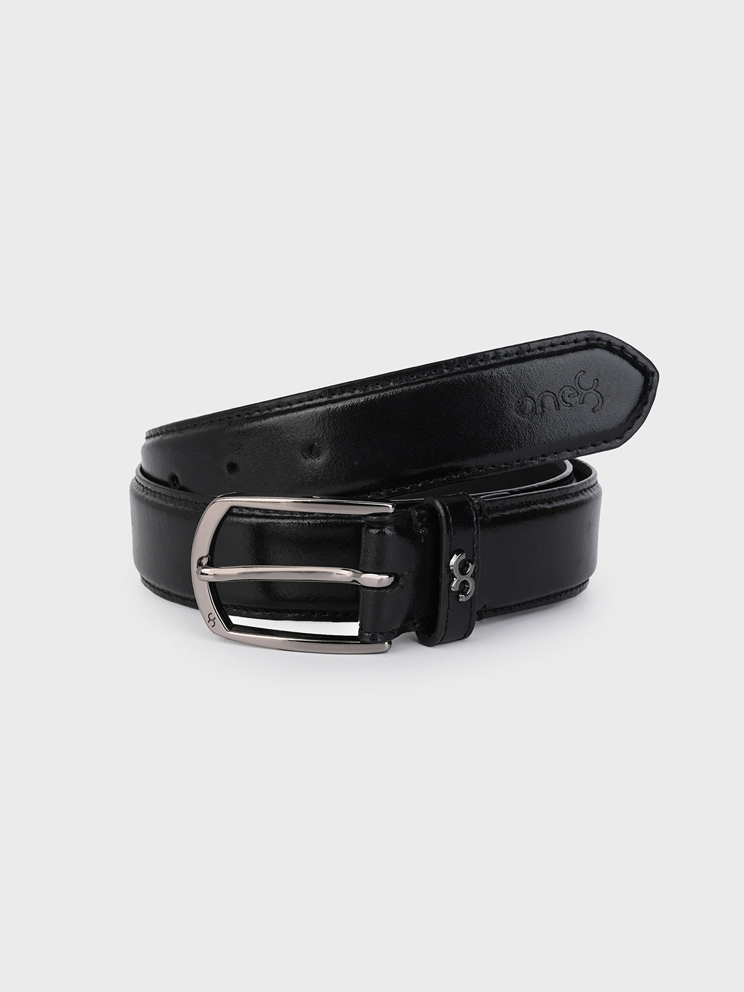 Black Classic Leather Belt with Silver Buckle