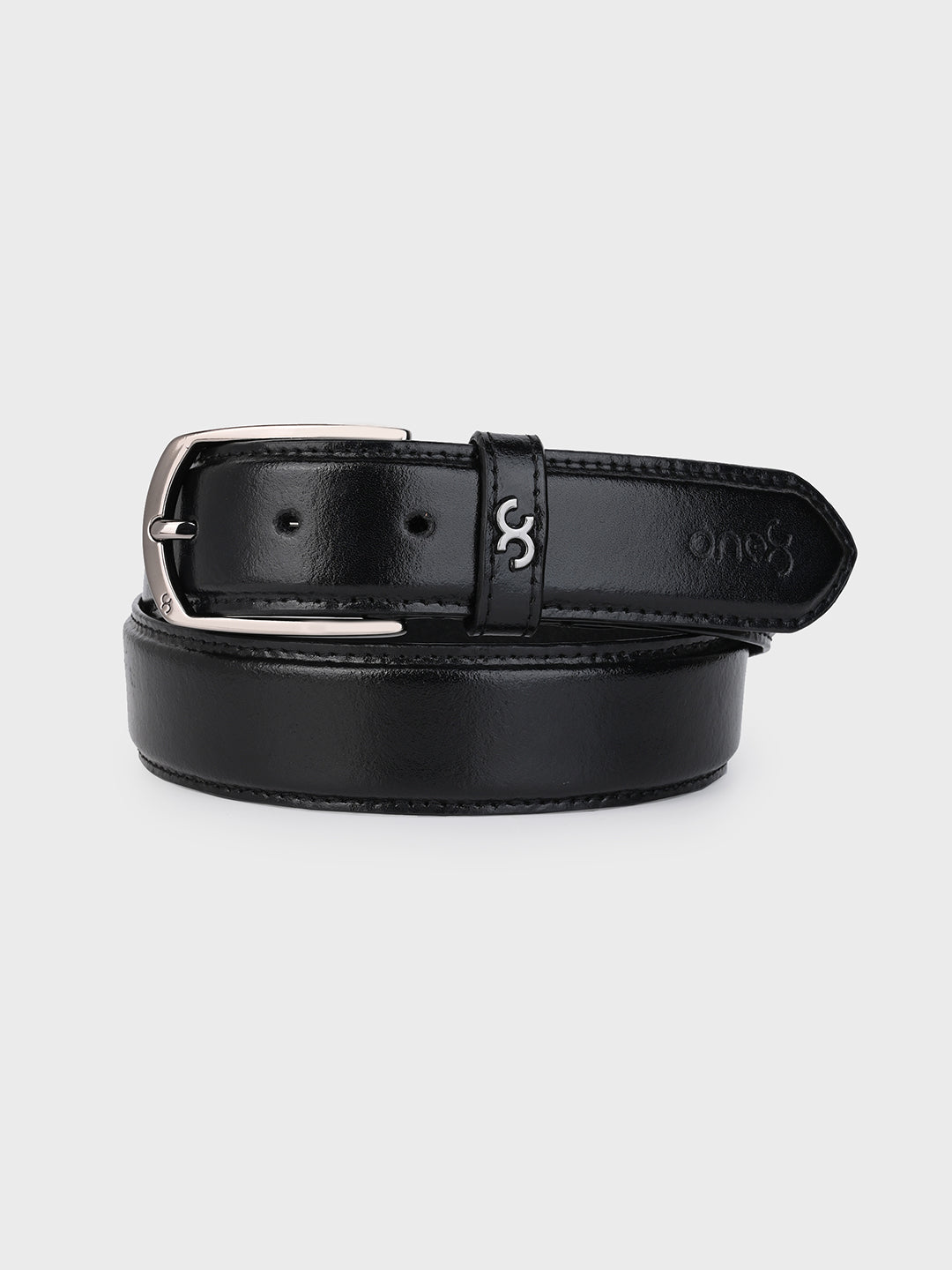 Black Classic Leather Belt with Silver Buckle