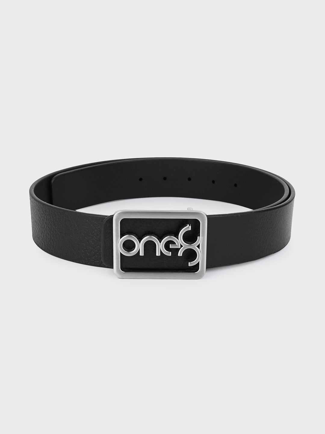 Signature Nickel-Brushed Buckle Leather Belt