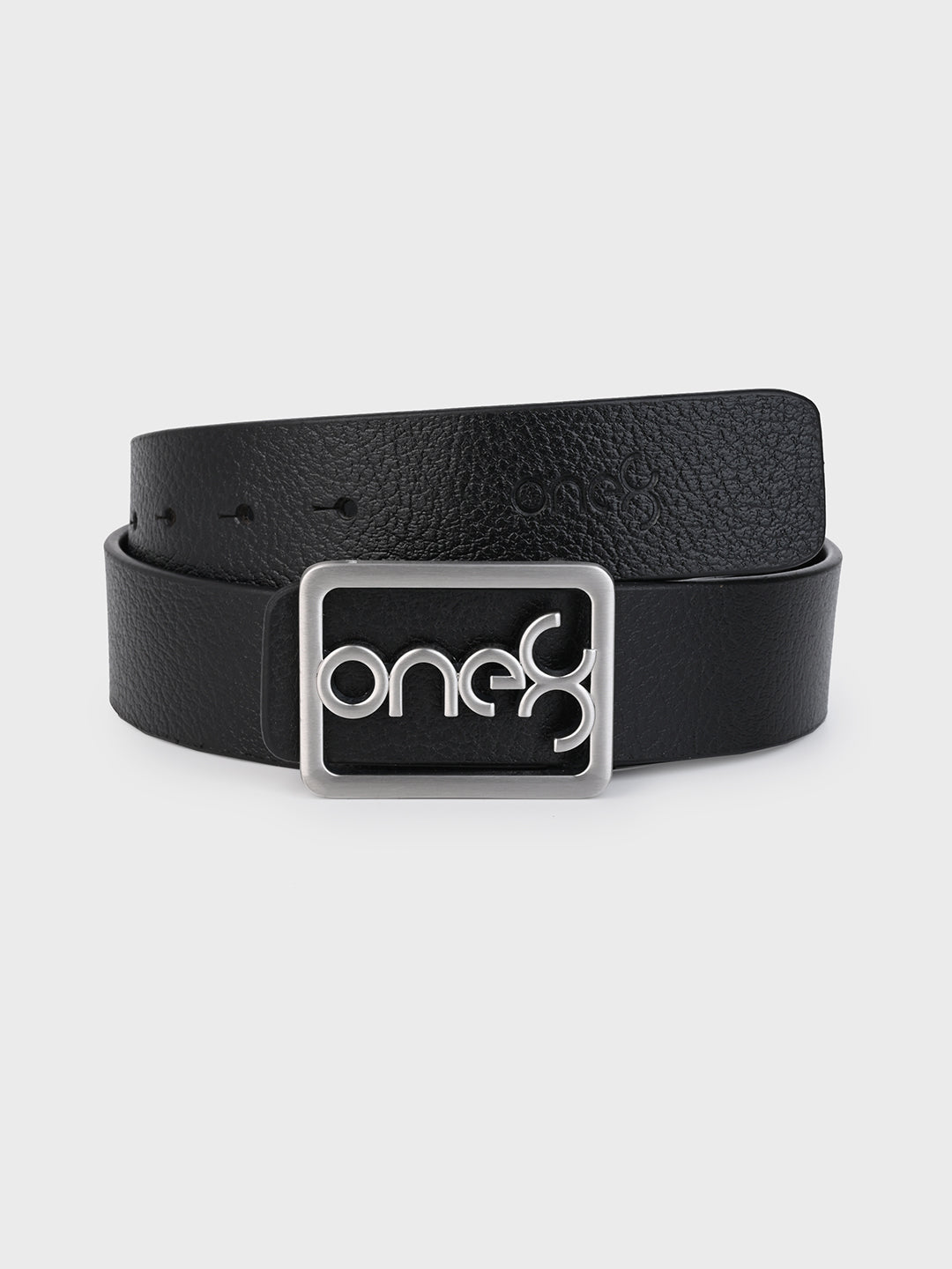 Signature Nickel-Brushed Buckle Leather Belt