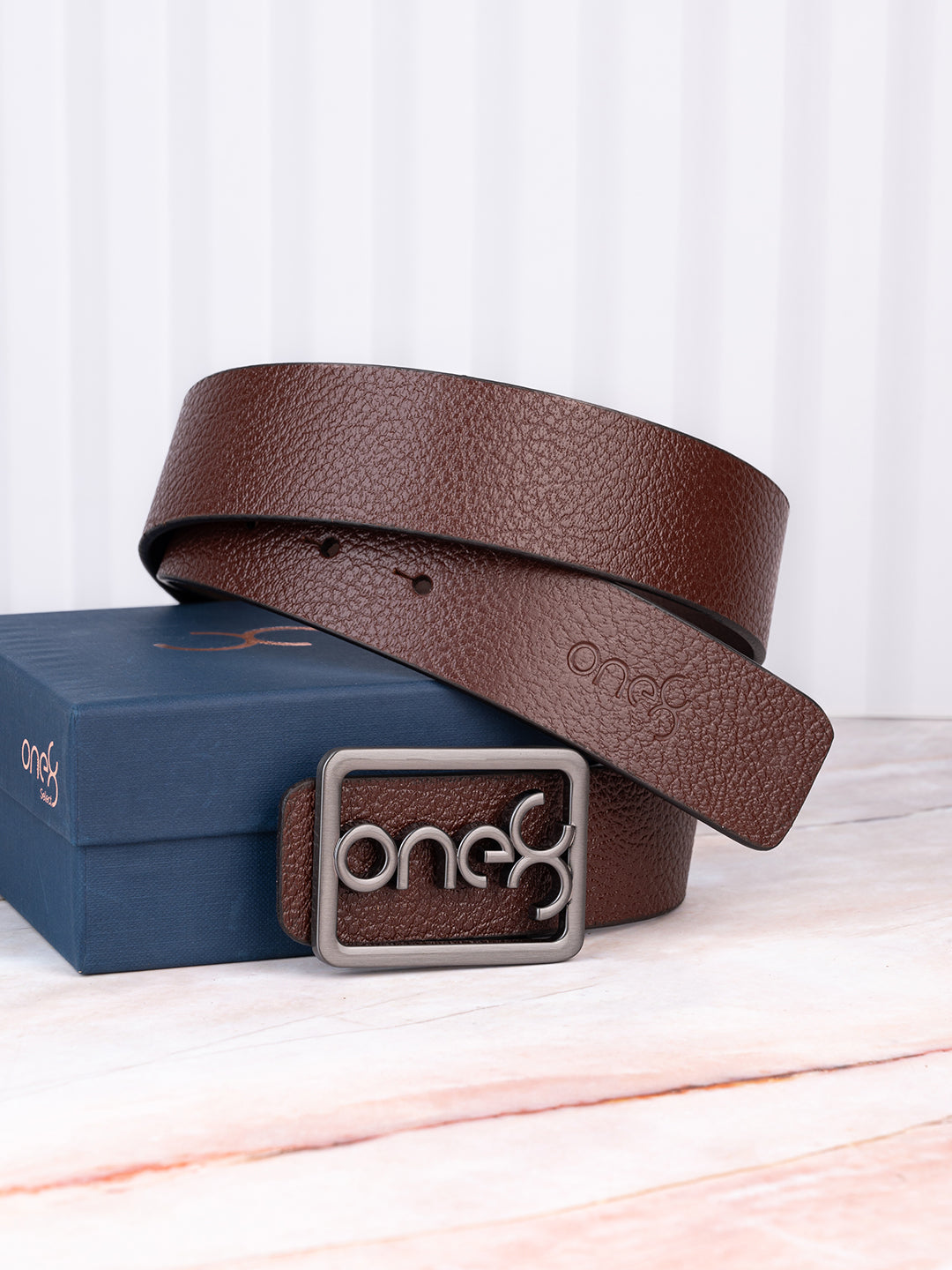 Tan Signature Gunmetal Buckle Leather Belt