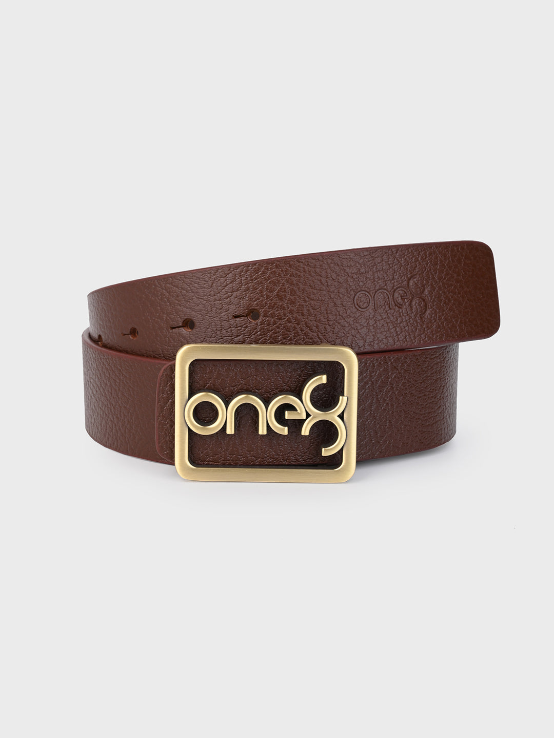 Signature Gold-Tone Buckle Leather Belt