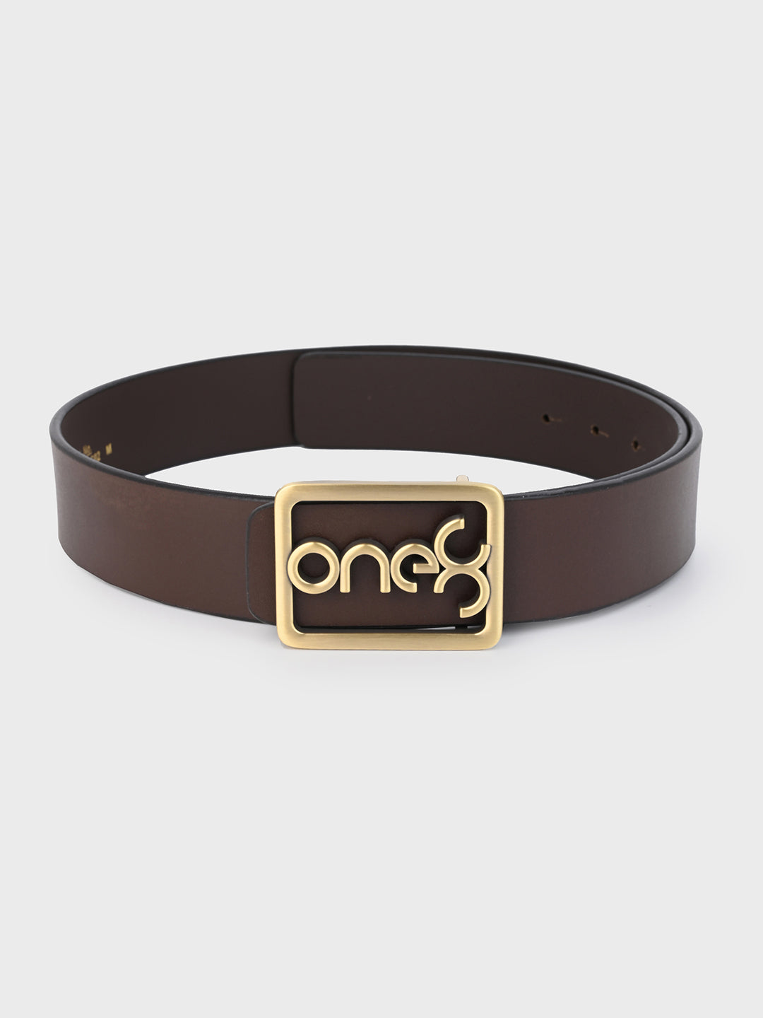 One8 Signature Gold-Tone Buckle Leather Belt