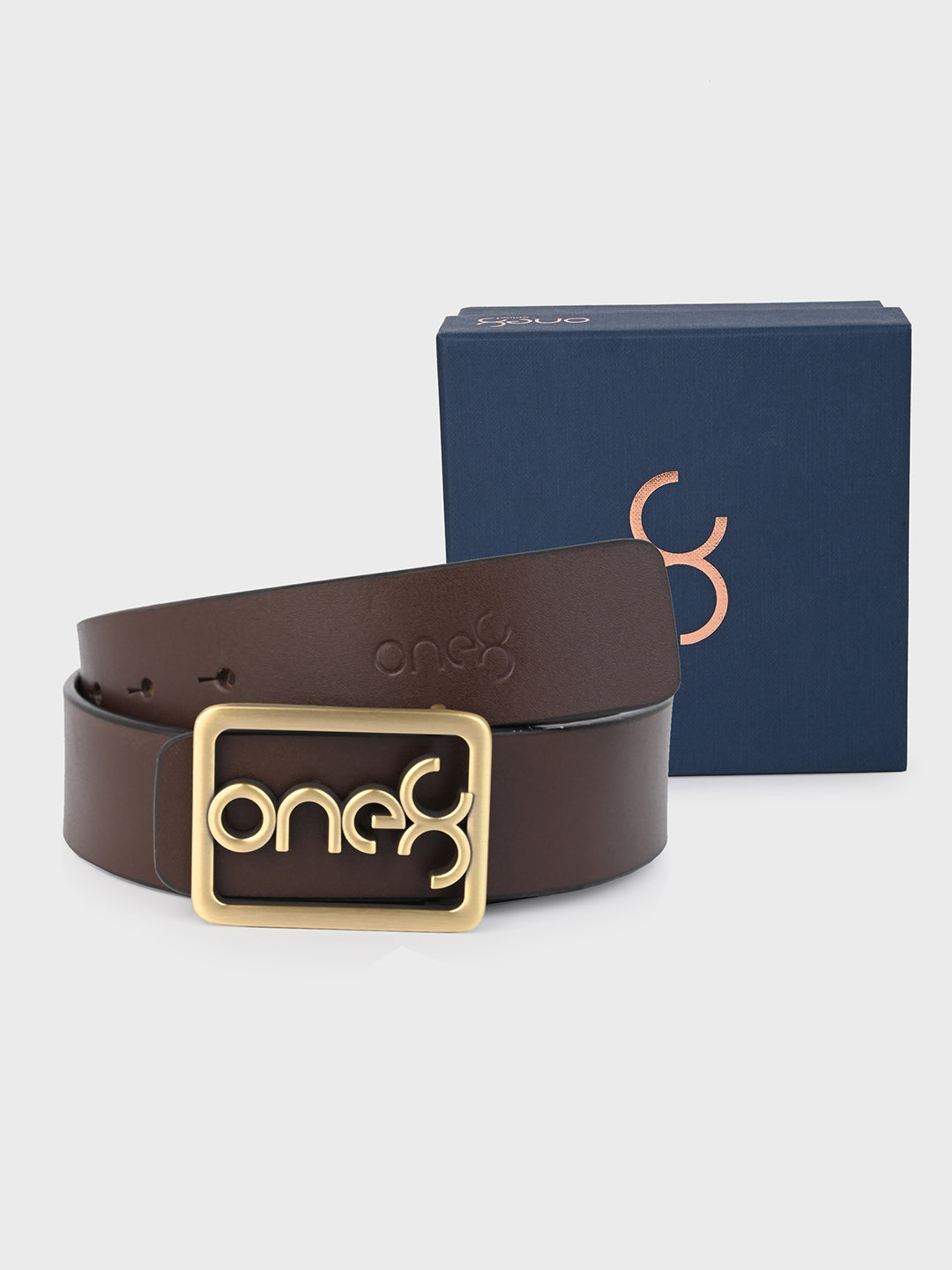 One8 Signature Gold-Tone Buckle Leather Belt