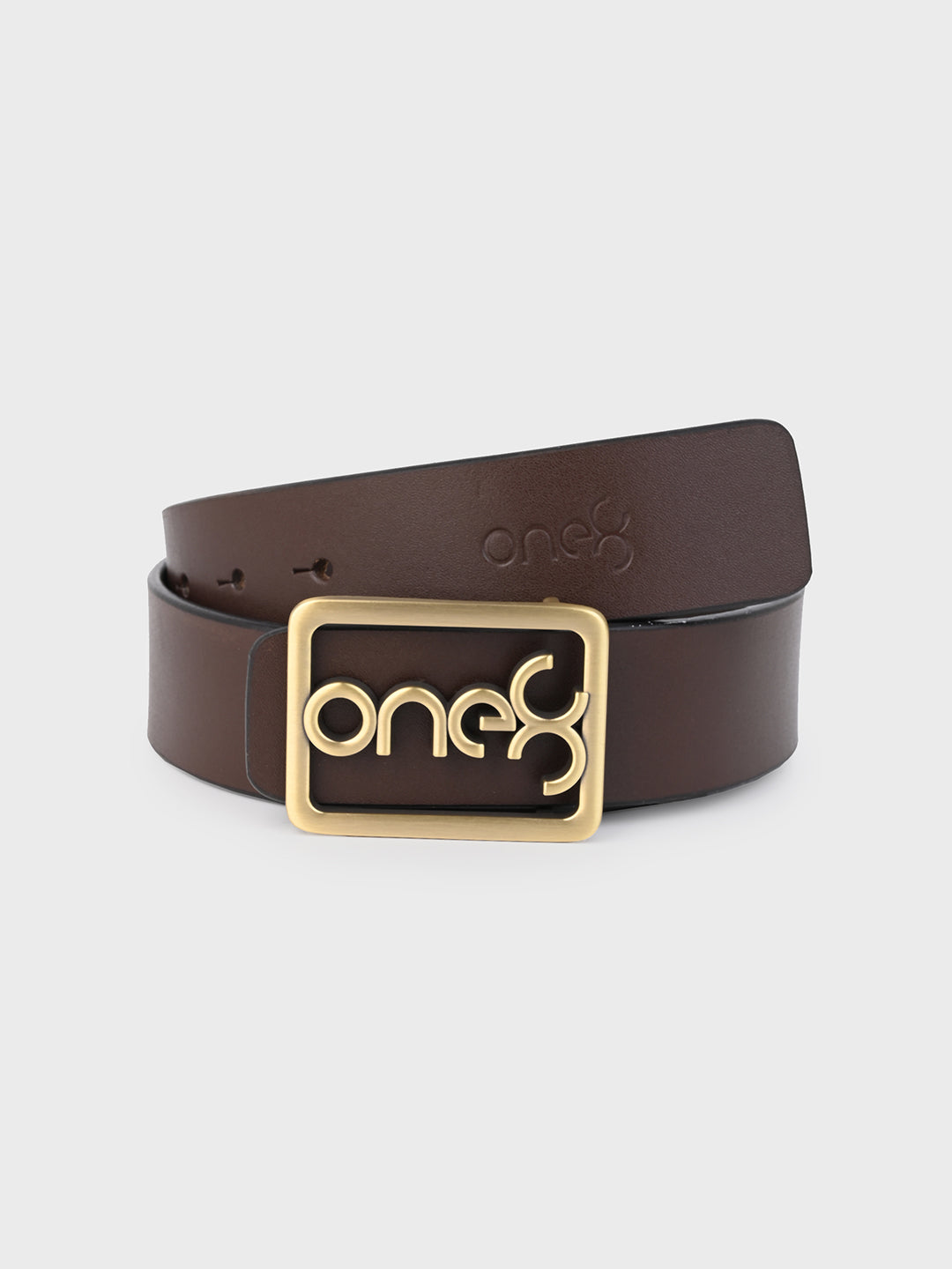 One8 Signature Gold-Tone Buckle Leather Belt