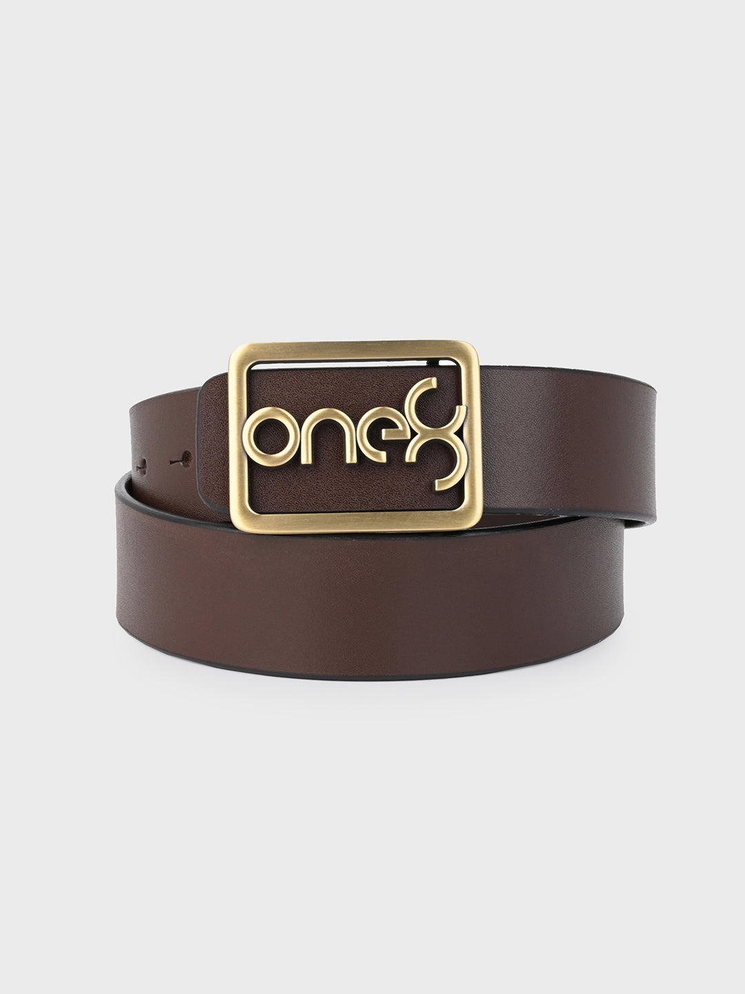 One8 Signature Gold-Tone Buckle Leather Belt