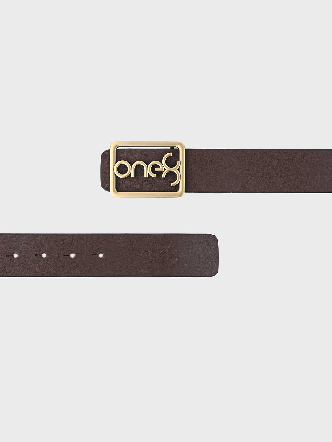 One8 Signature Gold-Tone Buckle Leather Belt