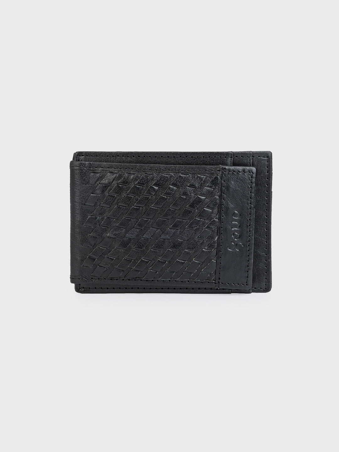 Black Money Clip Wallet with Intricate Weave