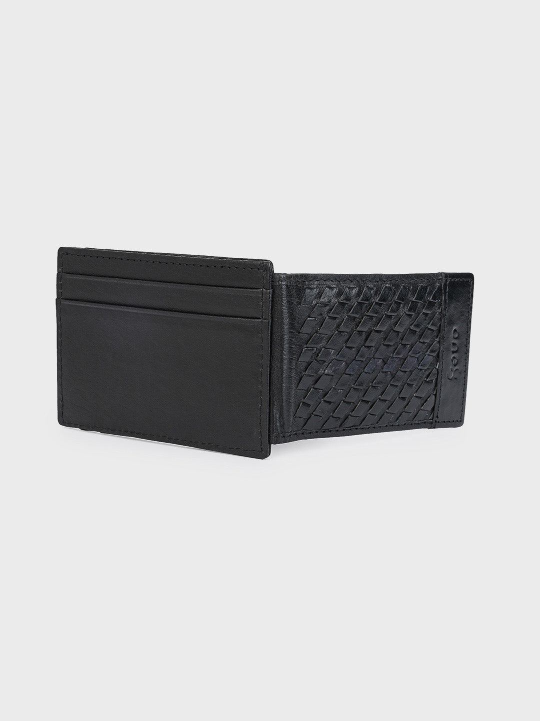 Black Money Clip Wallet with Intricate Weave