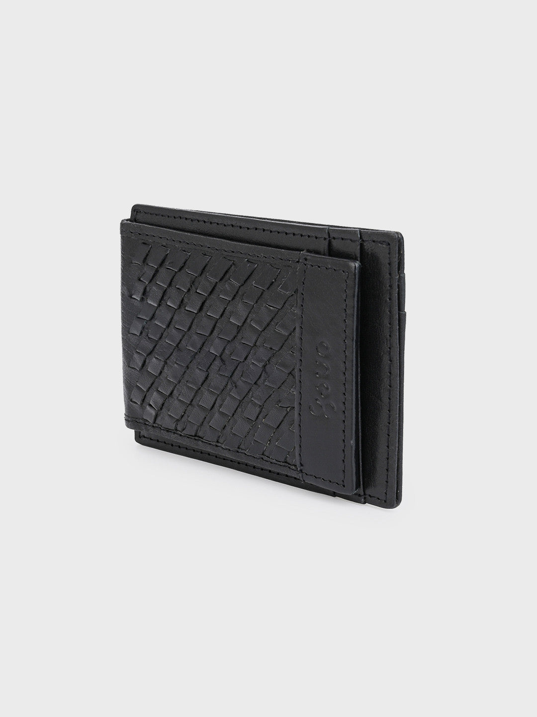 Black Money Clip Wallet with Intricate Weave