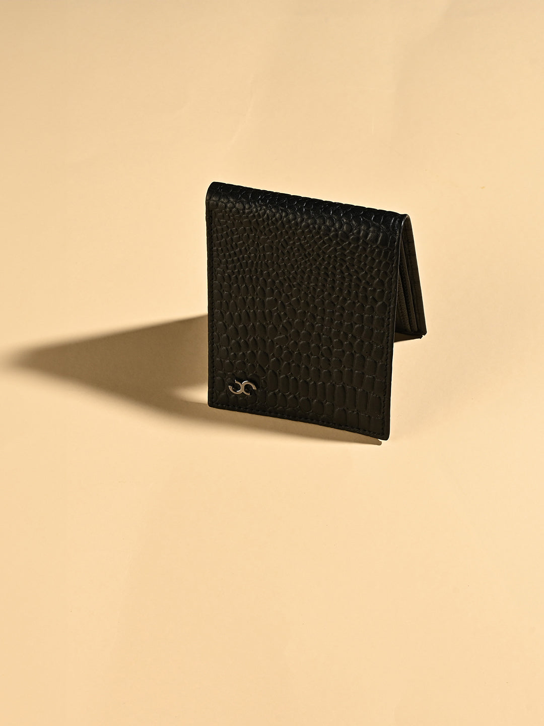 Black Crocodile-Embossed Bifold Wallet