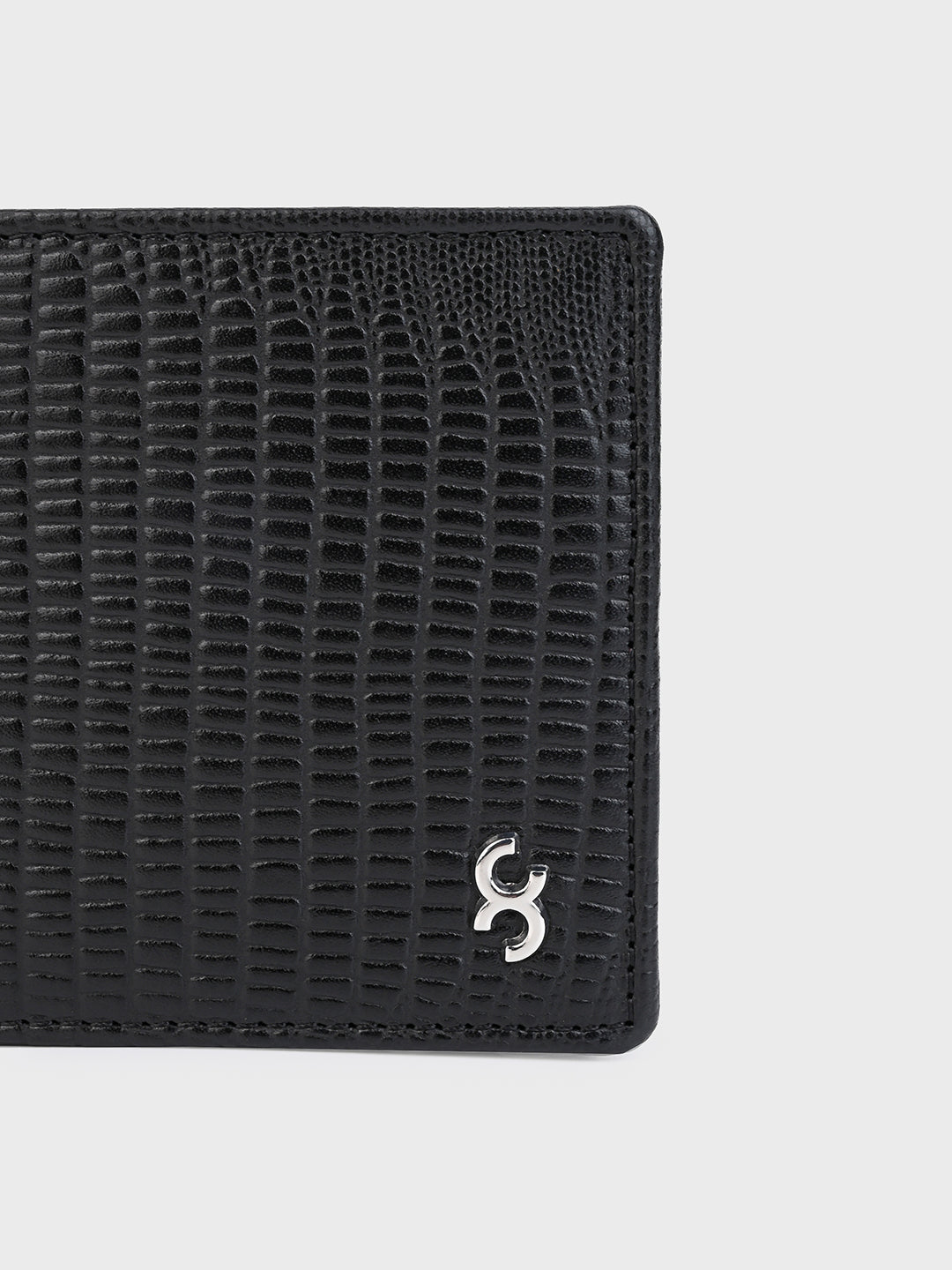 Black Crocodile-Embossed Bifold Wallet