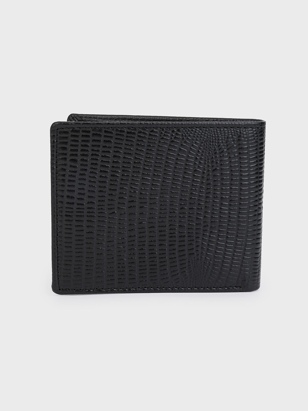 Black Crocodile-Embossed Bifold Wallet