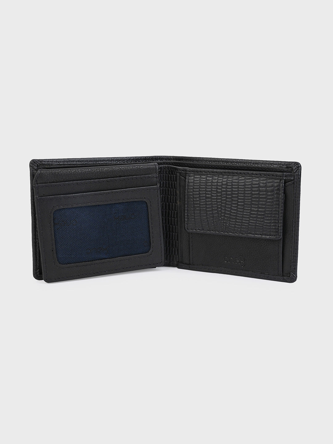 Black Crocodile-Embossed Bifold Wallet