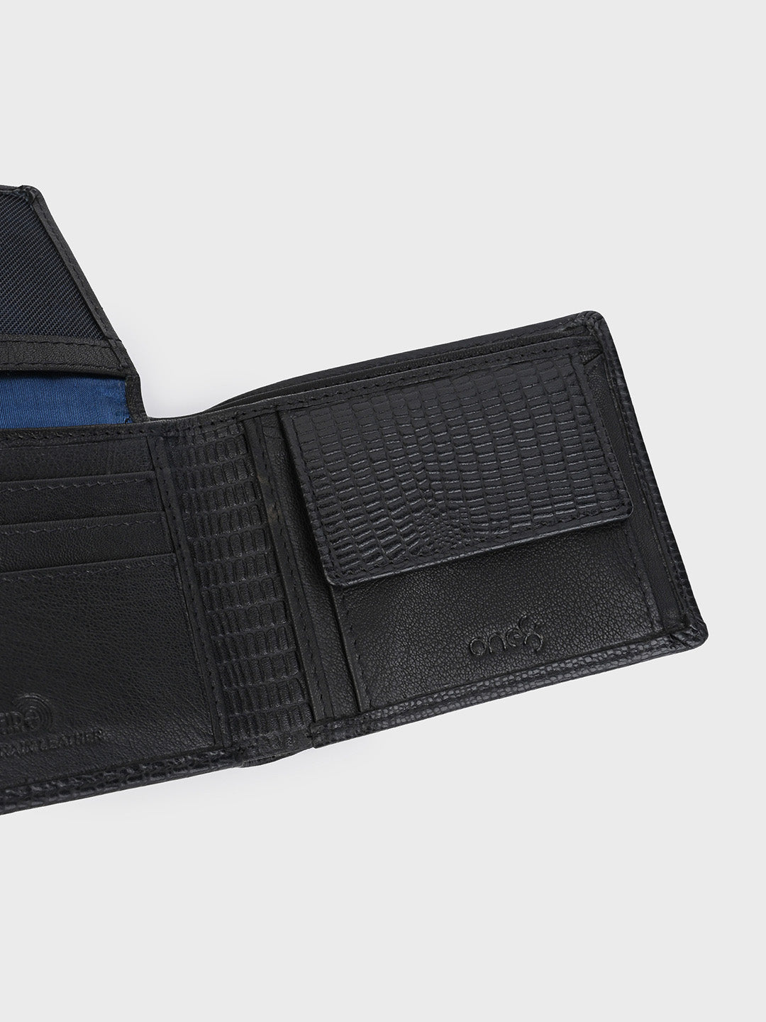 Black Crocodile-Embossed Bifold Wallet