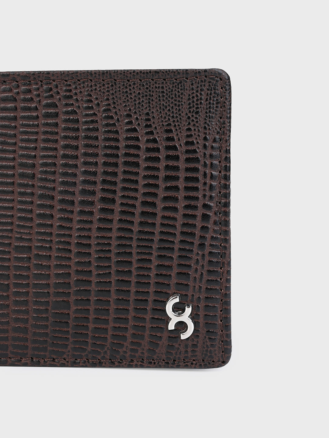 Brown Crocodile-Embossed Bifold Wallet