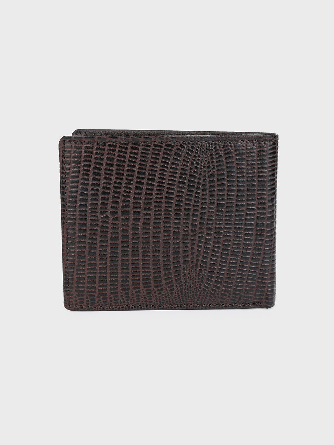 Brown Crocodile-Embossed Bifold Wallet