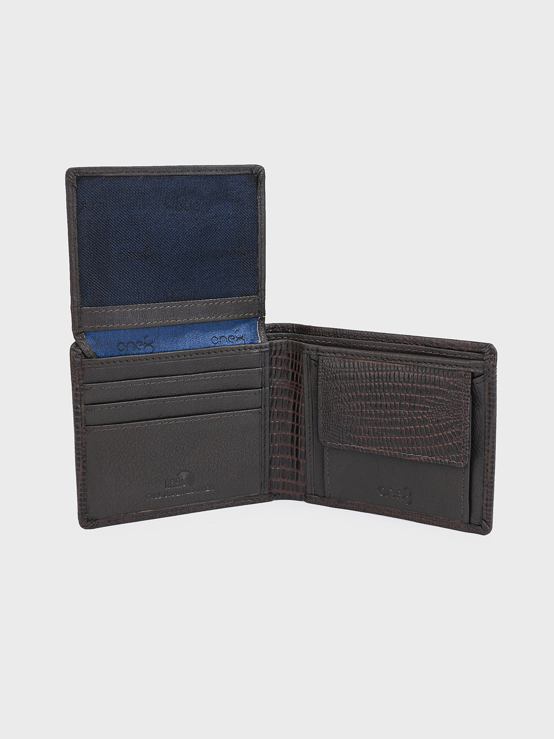 Brown Crocodile-Embossed Bifold Wallet