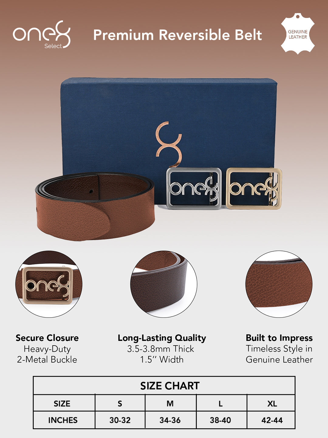 Reversible Belt Gift Set with two signature metal buckles