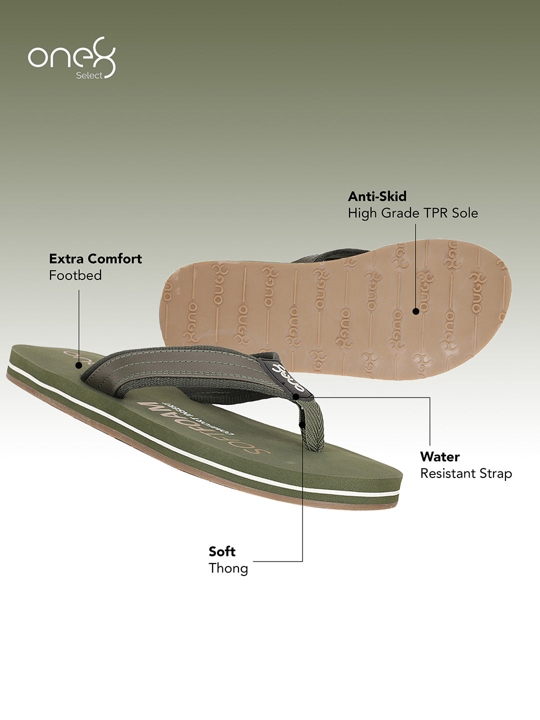 Green Light-Weight Anti-Skid Bounce Back Mid-Sole Comfortable All Day Wear Slip-ons Slippers/Chappals/Flip-Flops