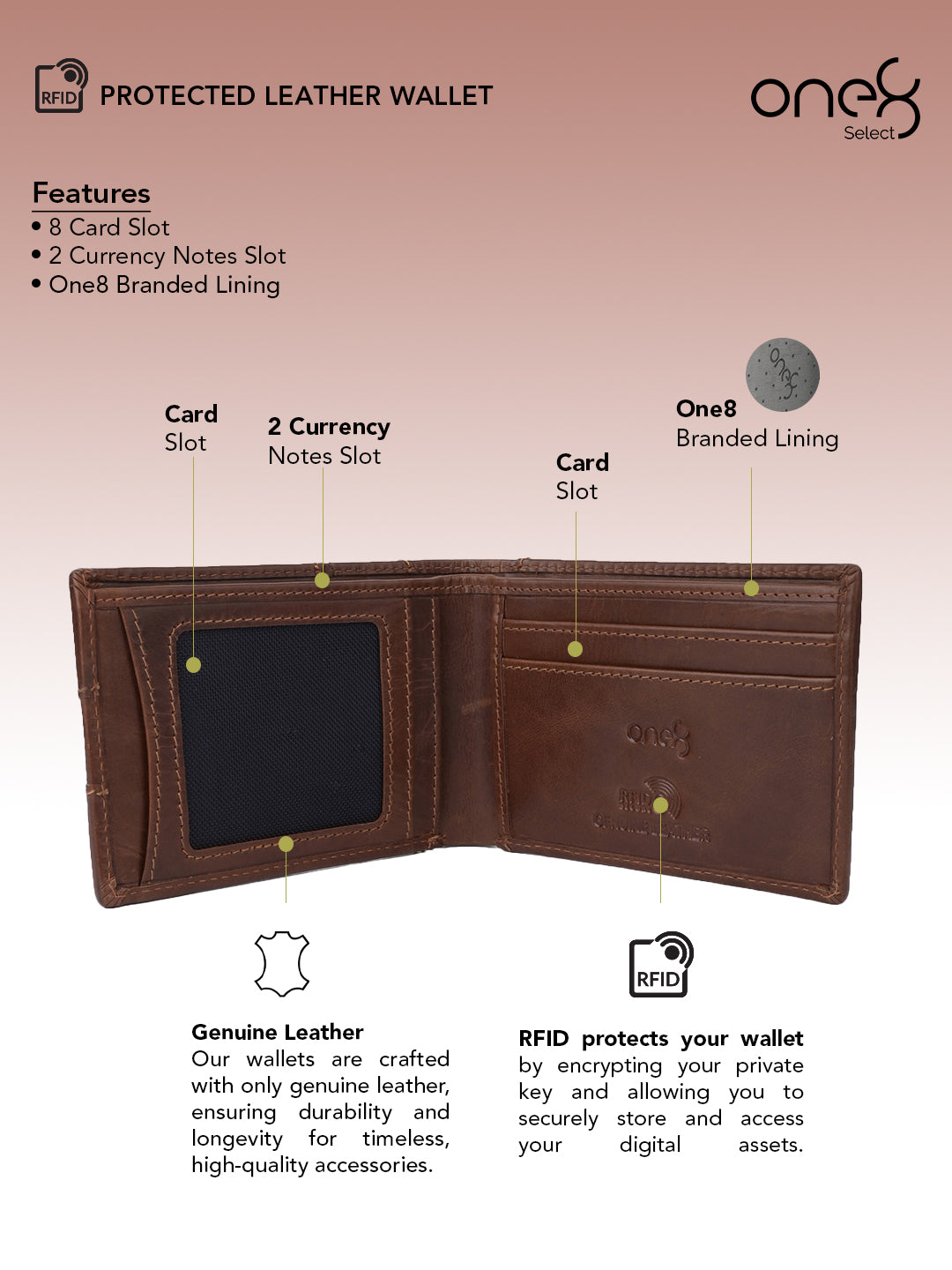 Brown Premium Leather Lightweight Credit Card Holder Wallet with RFID Blocking Lining